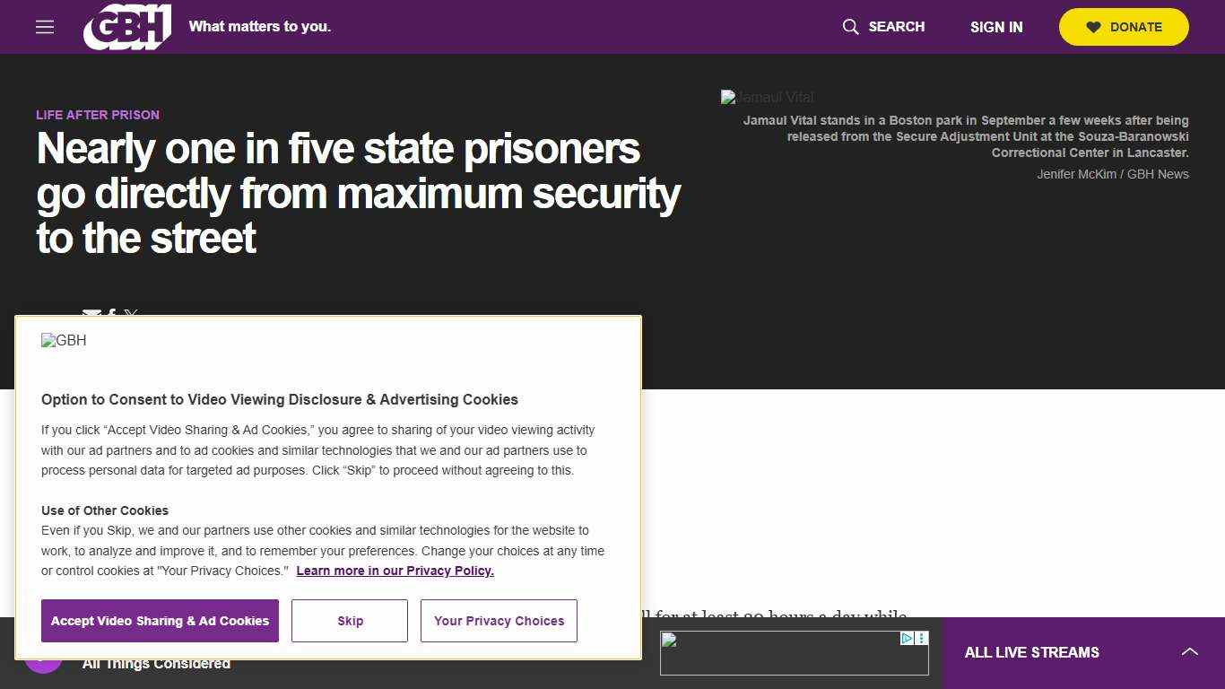 Nearly one in five state prisoners go directly from maximum security to the street GBH