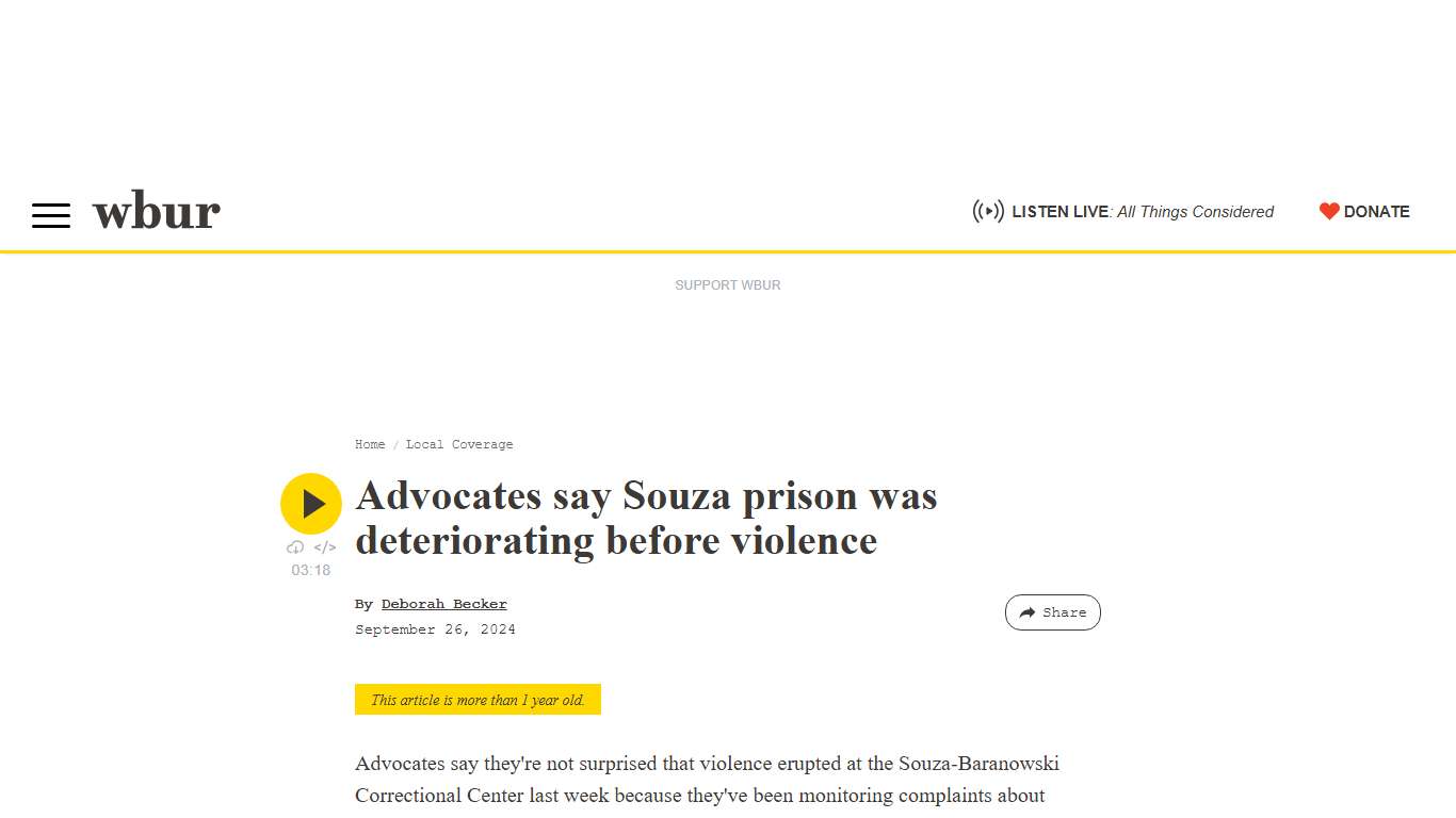Advocates say Souza prison was deteriorating before violence WBUR News